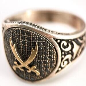 DV39 Sterling Silver Brass Sword Ring Size 11